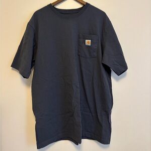 Carhartt Shirt Mens XLT Navy Loose Fit Heavyweight Pocket Graphic Crew